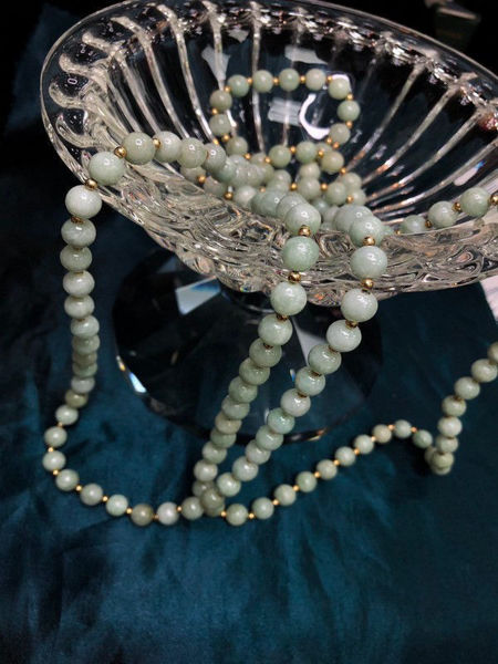 Beaded Jade and Gold Necklace