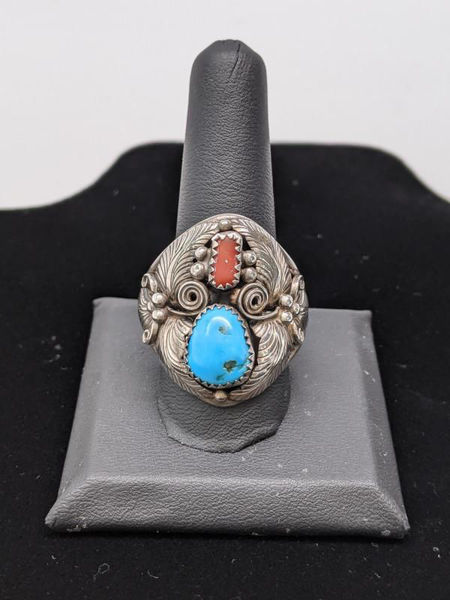 Picture of Men's Turquoise and Coral Ring