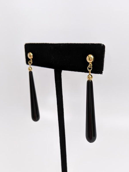 Picture of Onyx and Yellow Gold Drop Earrings